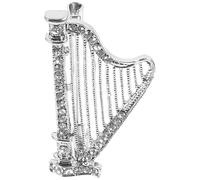 Operitacx Rhinestones Charms Brooch Breastpin Stylish Alloy Versatile Accessory for Music Lover Musician Dating Silver Instrument Shape