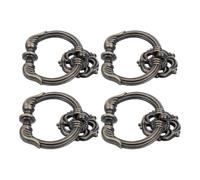 Operitacx Ring Pull Handles Single Hole Bail Style with Hollowed Floral Designs 4pcs Vintage Antique Bronze Zinc Alloy Drawer Pulls Easy to Install with Mounting for Wardrobe and Cupboard