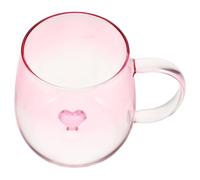 Operitacx Romantic Pink Gradient Glass Mug with Handle, Single Layer High Borosilicate Glass Tea Cup Featuring Heart Inside Design, Versatile Drinkware for Home and Valentine’s Day