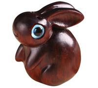 Operitacx Rosewood Cute Rabbit Pendant Diy Bunny Wood Figurine Rabbit Statue for Keychain Hanging Vintage Craft Decor