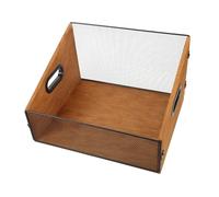 Operitacx Rustic Wooden Record Storage Crate with Handles Solid Wood Vinyl Album Organizer and Magazine Holder Spacious Media Storage Bin for Photo Albums and Books Polished Smooth Finish