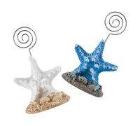 Operitacx Sea Star Memo Clips 2Pcs Set White Blue Tabletop Photo Holders for Office and Home Use Mediterranean Style