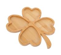 Operitacx Shamrock Shaped Wood Serving Tray with Solid Construction and Delicate Texture, Versatile Holiday Wooden Snack Plate for St Patricks Day and Everyday Modern Kitchen Use
