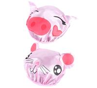 Operitacx Shower Caps Satin and EVA Material for Showering and Face Cleaning 2 Pcs Waterproof Bath Hats with Elastic Band and Foldable Design Pink Cartoon Boys and Girls for Children