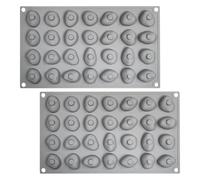 Operitacx Silicone Chocolate Moulds Easy to Wash Stone Shape Non-Stick 2pcs 28 Cavity Pebble Rock Design Baking Mold for Festive Displays and Candy Making