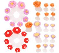 Operitacx Silicone Flower Toe Separators 4pcs Red Daisy, Purple Daisy, Purple Sunflower, Orange Rose for Pedicure Nail Polish, Soft Gel Toe Dividers for Women’s Nail Care and Foot Therapy