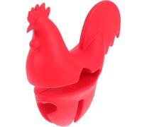 Operitacx Silicone Rooster Shape Spill-proof Pot Lid Lifter Boil Stopper for Kitchen Use, Red Colour, Creative Cartoon Style, Convenient and Practical Kitchen Accessory