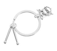 Operitacx Silver Drum Keyring 2 Pack Mini Drumsticks Drum Stick Key Chain Metal Sturdy Stylish Look Versatile Use Craftsmanship for Purse Pendant Rock Music Enthusiasts