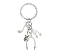 Operitacx Silver Metal Music Note Guitar Keychain Pendant for Bag Hanging Decoration, Small and Light Decorative Key Adorn Accessory for Stylish Bag Charm