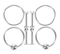 Operitacx Silver Nose Rings for Women Adjustable Stainless Steel Nose Rings Hoops with Easy to Put or Take off Feature, for Everyday Fashion