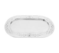 Operitacx Silver Serving Tray - 11.4" X 6.3" Embossed Serving Platters for Parties, Weddings, Birthdays - Multipurpose Alloy Plates for Fruit and Cake Tray Charcuterie Cookies Desserts