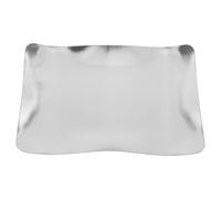 Operitacx Silver Stainless Steel Plate - 9.5x6.5 Inch Rectangle Wave Food Platter - Non-Stick Dinner Dish for Grill Meat, BBQ, Snacks, Desserts - Dishwasher Safe