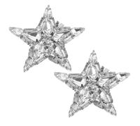 Operitacx Silver Star Shoe Buckles Accessories with Rhinestone Alloy Material, Easy Installation to Personalize Shoes, Elegant Crystal Heel Clips for Bridal and Party Use