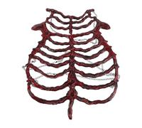 Operitacx Skeleton Rib Cage Harness Costume: Day of the Dead Skeleton Chest Harness - Gothic Rib Cage Cosplay Prop for Halloween, Spooky Masquerade, Punk Themed Events, Red
