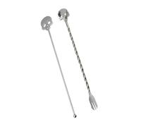 Operitacx Skull Cocktail Stirrer Stainless Steel Long Handle Reusable Swizzle Stick with Polished Surface for Mixing Juices in Coffee Cups and Lemonade Drinks