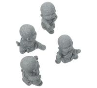 Operitacx Small Buddha Statue Set with Asian Aesthetic Style 4pcs Made of Sandstone Feng Shui Decor and Decorative Appeal for Car Dashboards and Zen Garden Ornaments