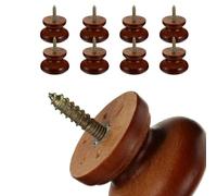 Operitacx Solid Wood Round Cabinet Door Handles 8Pcs Self Tapping Knobs for Drawers Wardrobes Simple Design Sturdy Hardware