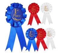 Operitacx Sports Event Award Ribbons 6pc Rosette Badges Medals Ribbon Set First Second Third Prize Ribbons
