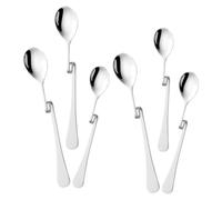 Operitacx Stainless Steel Coffee Spoons Twisted Hanging Design 6pcs with S Shaped Bent Handles for Stirring Honey and Coffee, Easy Cleaning for Soups, Desserts and Tea