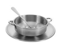 Operitacx Stainless Steel Dessert Bowl Set with Spoon, Saucer and Tray | Dual-handle Serving Piece, Polished Silver Finish, for Appetisers, Milk Tea, Home Entertaining