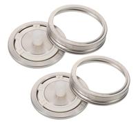 Operitacx Stainless Steel Fermentation Lids Easy Cleaning and Versatile DIY Utility 2pcs for Wide Mouth Mason Jars for Homemade Jams and Pickles Preservation