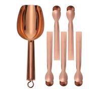 Operitacx Stainless Steel Ice Scoop and Tongs Set, 1pc Ice Scoop and 5pcs Coffee Sugar Cubes Serving Tongs for Bar Buffet Food Flour Restaurant Kitchen Wine Rice Rose Gold