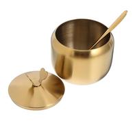 Operitacx Stainless Steel Seasoning Jar with Lid and Spoon, Round Modern Condiment Container for Cooking and Beverage Preparation, Space Saving Design Prevents Moisture and Air Exposure