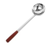 Operitacx Stainless Steel Sturdy Metal Spoon with Wooden Handle Cooking Spoon Ergonomic Design Protects from Scald for Stirring and Cooking for Home Use in The Kitchen