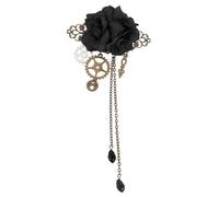 Operitacx Steampunk Hair Clips with Lolita Tassels Chain Rose Flower Hair Clip Gothic Victorian Accessories for Women Black 1 Count