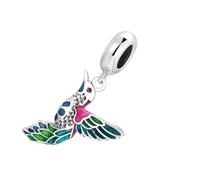 Operitacx Sterling Silver Kingfisher Bird Pendant for Jewelry Making Colorful Enamel DIY Charm for Bracelet Bangle Necklace Lightweight Accessory