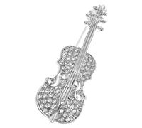 Operitacx Stylish Silver Violin Brooch Pin for Women and Men Featuring Delicate Enamel Work and Alloy Rhinestones, Versatile Accessory for Clothing and Bags Suitable for Formal Events