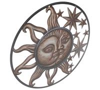 Operitacx Sun Moon Iron Wall Art Sculpture Celestial Pattern Outdoor Garden Balcony Decor Patio Porch Living Room Bedroom