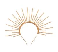 Operitacx Sunburst Spike Crown Headpiece, Sparkly Crystal Headband for Girls, Metallic Goddess Headpiece for Formal Events, Cosplay, Religious Ceremonies, Vintage Party Accessory