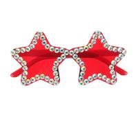 Operitacx Sunglasses Photo Props Rimless Star Shaped Rhinestone Decoration Stylish Red PC Frame for Party and Selfie Accessories