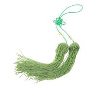 Operitacx Tai Chi Sword Tassel with Handmade Chinese Knot Hanging Ornament, Lightweight Silk Thread Decoration in Green, Smooth Texture for Martial Arts Sword Display Or Car Accessory