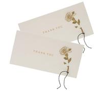 Operitacx Thank You Greeting Cards that Won't Smudge 2pcs Elegant Blank with Gold Foil Rose Design, Evenly Folded White Paper Cards for Birthday or Friendship Appreciation for Birthday or