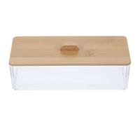 Operitacx Tissue Box Holder Desktop Storage Rack with Bamboo Lid, Lightweight Acrylic Modern Napkin Holder with Simple Design for Bathroom and Home