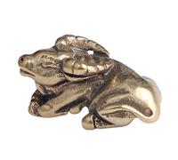 Operitacx Traditional Brass Ox Desktop Paperweight for Calligraphy Painting Classic Chinese Zodiac Cow Ornament Simple Elegant Table Decor for Study and Office Use