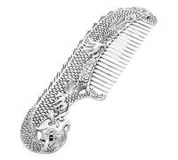 Operitacx Traditional Chinese Vintage Silver Collectible Alloy Hair Comb with Dragon and Phoenix Pattern, Hand Carved Decorative Piece for Hair Styling and Scalp Massage for Special