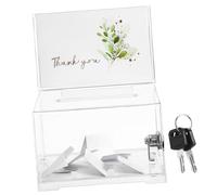 Operitacx Transparent Acrylic Ballot Box with Secure Lock and Sign Slot for Office Elections Charity Events and Raffles Clear Suggestion and Donation Container for Feedback Collection