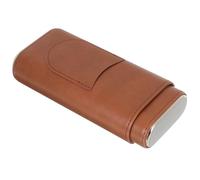 Operitacx Travel Cigar Case Portable PU Leather Humidor Box with Metal Ends for Outdoor Smoking and Travel