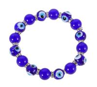 Operitacx Trendy Women Beaded Evil Eye Bracelet with Blue Glass Beads, Comfortable Wear and Versatile Use for Occasions and Parties, Handmade String Wrist Jewelry