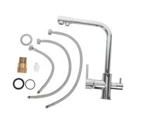 Operitacx Two Handle Kitchen Faucet with Dual Spray Heads Copper and Stainless Steel Construction Utility Sink Tap Replacement for Laundry Tub and Bathroom Easy Installation Precise