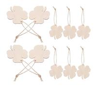 Operitacx Unfinished Wooden Four Leaf Craft Embellishments with Jute Rope 10pcs Natural Beige, Easy to for St Patrick's Day Party Favors and Home Decoration