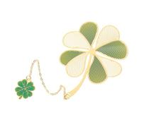 Operitacx Unique Metal Brass Bookmark with Four Leaf Clover Pendant Delicate Chain Style Page Marker for Readers and Book Lovers Lightweight Decorative Book Accessory for Home Office Library
