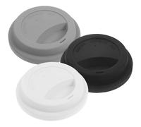 Operitacx Universal Silicone Cup Lids Set of 3 Reusable Leak-Proof Mug Covers 3.54 Inch Flexible Heat-Resistant Silicone Travel Coffee Cup Lid（Black Grey White）