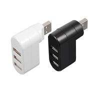 Operitacx Usb 2.0 Hub 3-port Splitter Adapter for Laptop and Pc, Usb 2.0 Multiport Expansion Cable, Black and White 2pcs for Home and Office Use