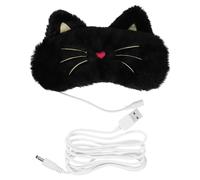 Operitacx USB Heated Sleep Eye Mask 3D Cartoon Cat Shape Black, Self-Heating Warm Steam Blindfold for Dry Eyes Relief and Comfortable Night Use