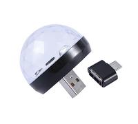 Operitacx USB Mini Disco Light Portable Sound Activated LED Stage Ball for Karaoke Dj Lighting Rotating Colorful Party Lamp with USB Power Compact Black Crystal Sphere for Home Bar Christmas