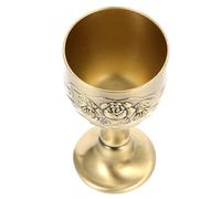 Operitacx Vintage Embossed Spirits Cup Wine Glass 25ml Zinc Alloy Retro Decorative Goblet for Party Use with Comfortable Design and Golden Finish